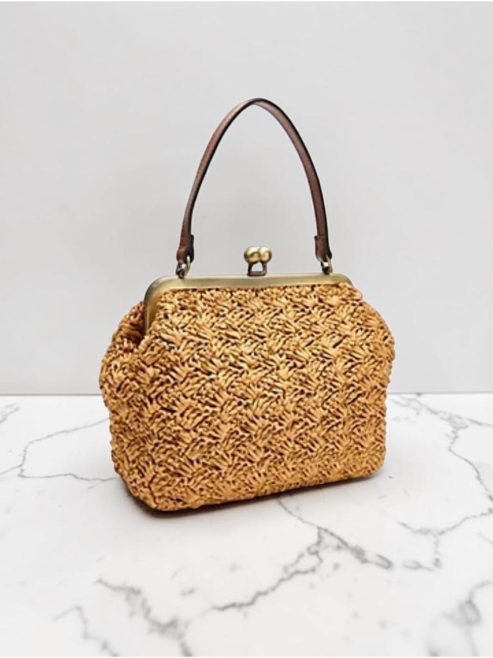 Patricia Nash Elara Woven Frame Bag Kiss Lock Mango (NWT) with Dust Bag - Picture 2 of 5